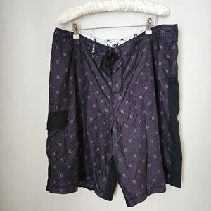 Hurley Board Shorts Swimwear Black Logo Print Neutral Vacation Casual